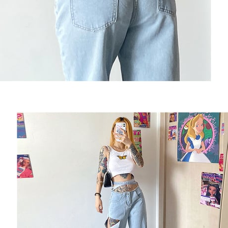 2色 Ripped Denim Pants