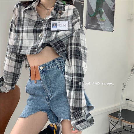 Cropped Plaid シャツ