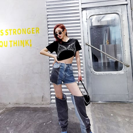 Patch-work Separated Denim Pants