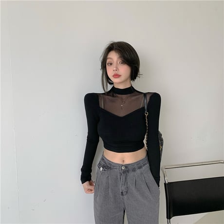 2色 ハーフシースルー Top