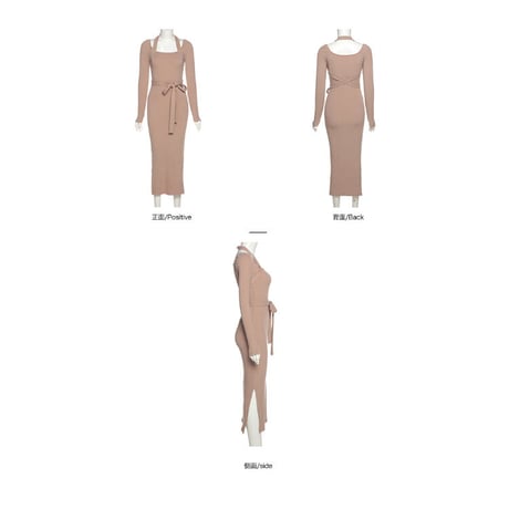 2色 Knit Long Dress One-piece