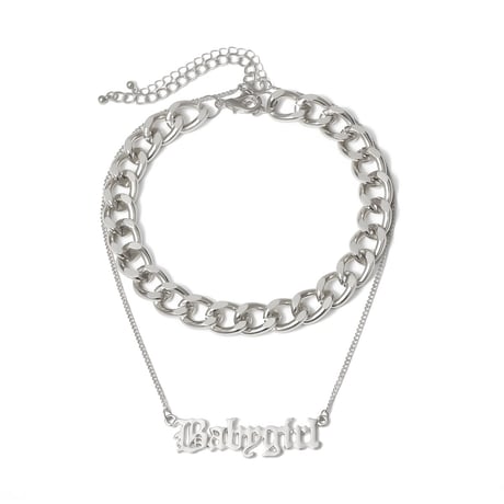 2連 GOLD & SILVER ネックレス レター