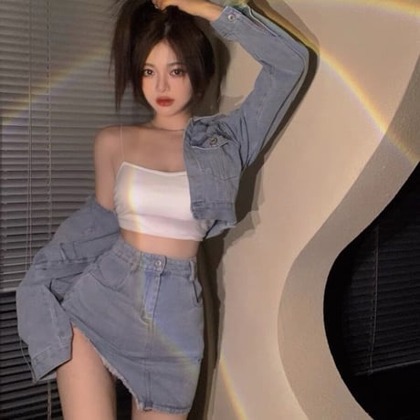 Denim Jacket Skirt Sets