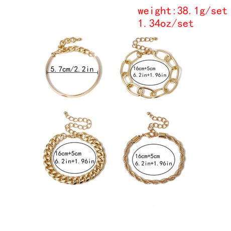 4連 GOLD & SILVER ブレスレット Set