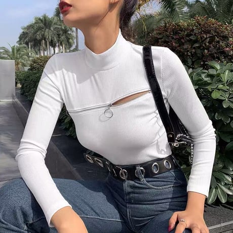 Cut out Zipper Top