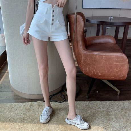 2色 ハイウエスト ショートパンツ