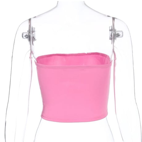2色 Black & Pink ラインストーン Butterfly Top