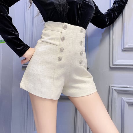 ハイウエスト ツイードパンツ
