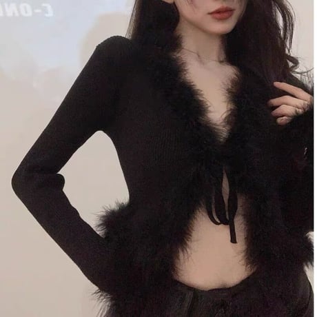 2色 ファー付き Top