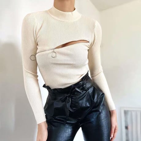 Cut out Zipper Top