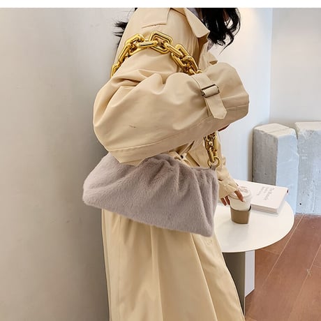5色 ビッグチェーン ファーバッグ