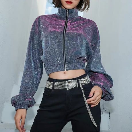 Shiny Zipper Top