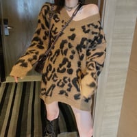 レオパード ロングニット 2Way