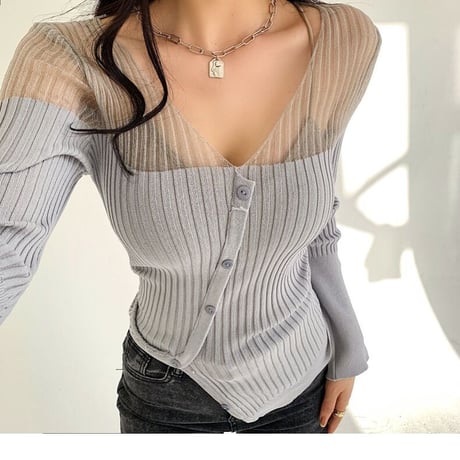 2色 Half Sheer カーディガン