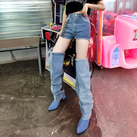 Patch-work Separated Denim Pants