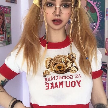 Bear Print Cropped Top