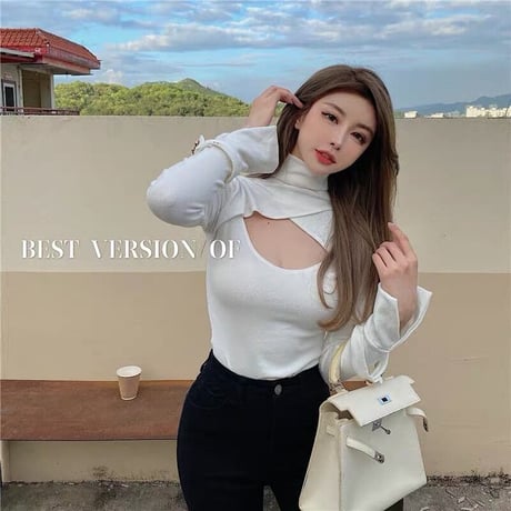 3色 Cut out Sexy Top