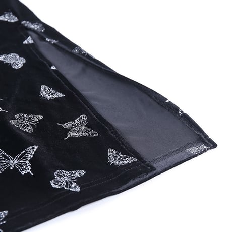 Dark Butterfly Side Slit ロング ドレス