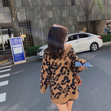 レオパード ロングニット 2Way