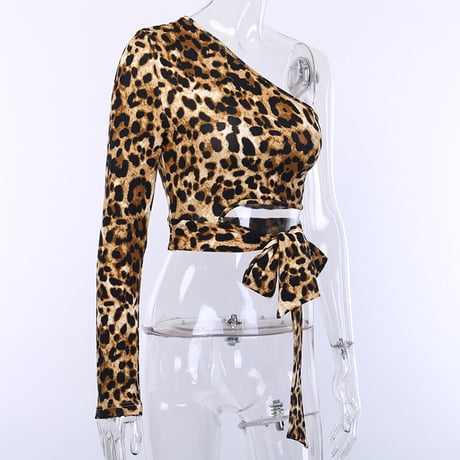 Half shoulder  Leopard Cut Top