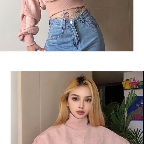 Pinky パイル ハイネック Top