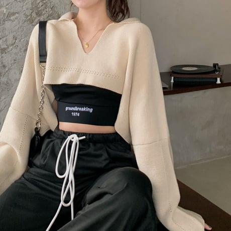 Vネック プルオーバー Top