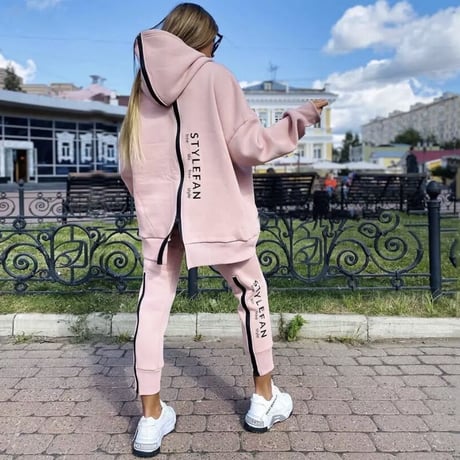 8色 Stylish Back Zipper 上下セットアップ