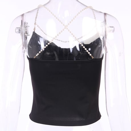 2色 パール ストラップ Top