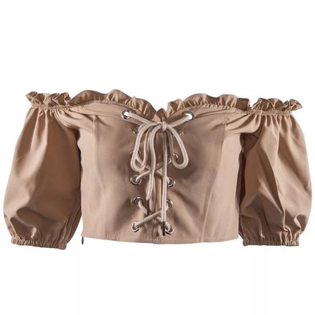 2色 Lace Up オフショルダーTop