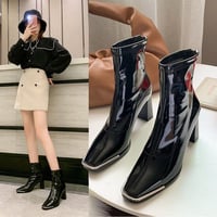エナメル ショートブーツ