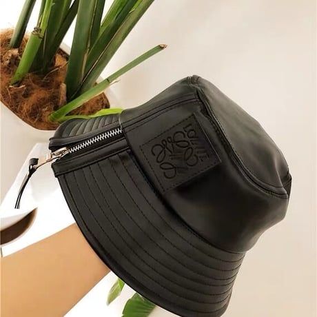 Logo Zipper レザー バケットハット