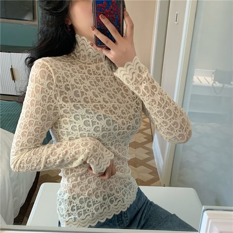 2色 総レース シースルー Top