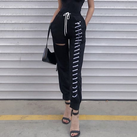 2色 Lace up cut パンツ