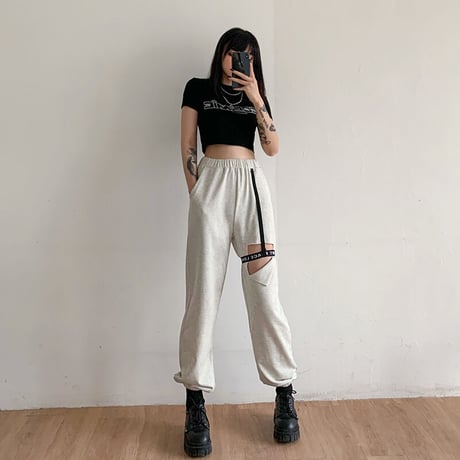 Patch-work Cut out Pants