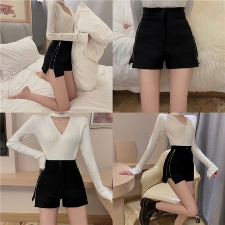 Side Zipper Short Pants