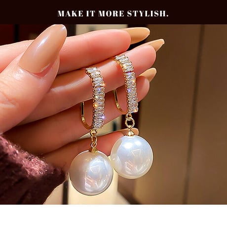 3色 クリスタル パール ピアス