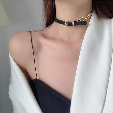 Leather & Chain チョーカー