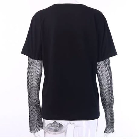 Stylish キラキラ Sleeve  グラフィック Top
