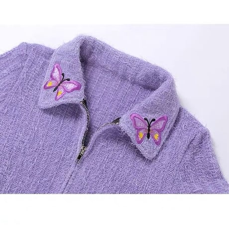 Fuzzy Butterfly ジップアップ Top