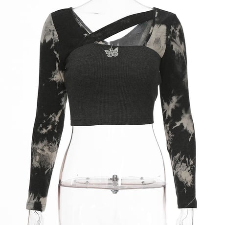 Butterfly アシンメトリー タイダイ Top