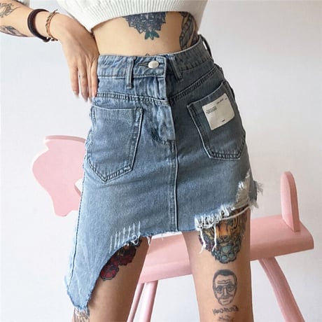 アシンメトリー デニムスカート