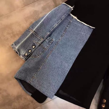 アシンメトリー ハンサム デニムジャケット