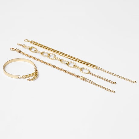 4連 GOLD & SILVER ブレスレット Set