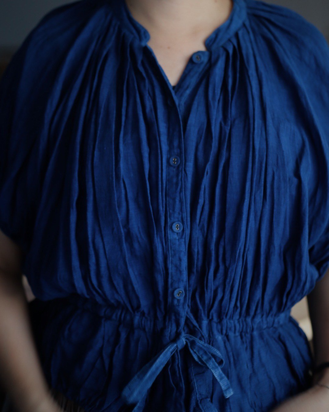 【Tabrik(タブリク)】リネンパフブラウス(泥染) Tabrik linen puff blouse (doro-zome) | nii-B |