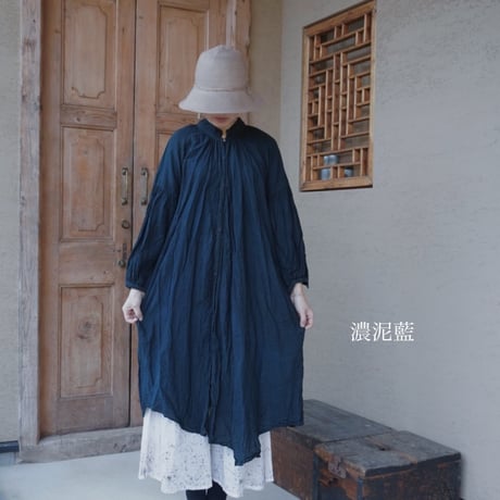 tabrik　リネンギャザーローブ　＜濃泥＞ ※2月末お届け