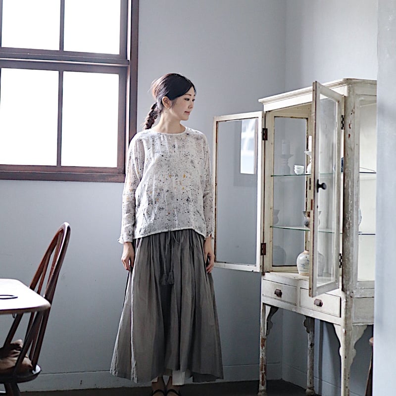 tabrik リネンタッセルドレス ログウッド染め Tabrik linen tassel dress (logewood) | nii-B |