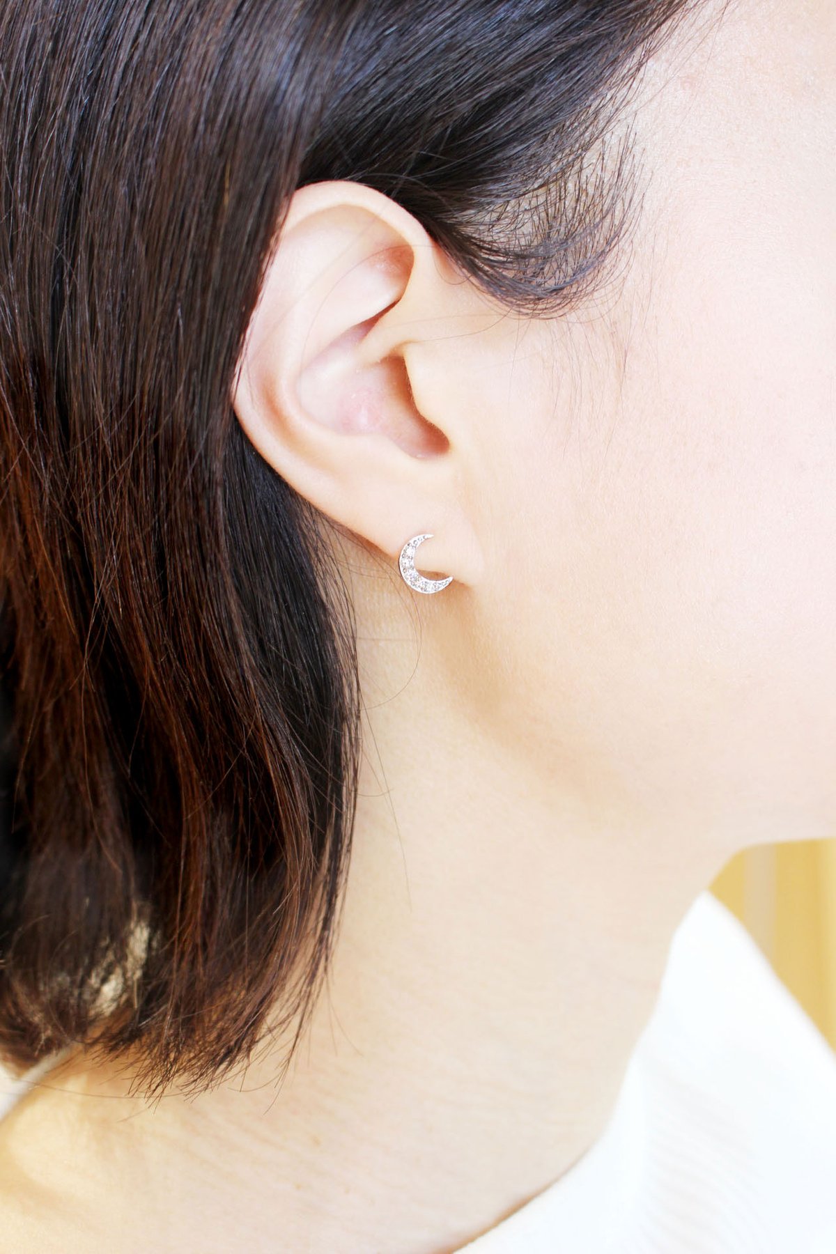 月ダイヤモンド ピアス k18WG | Littluz online store