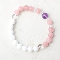 ローズクォーツ.アメジスト.水晶.ジェード<Mサイズ天然石ブレスレット>