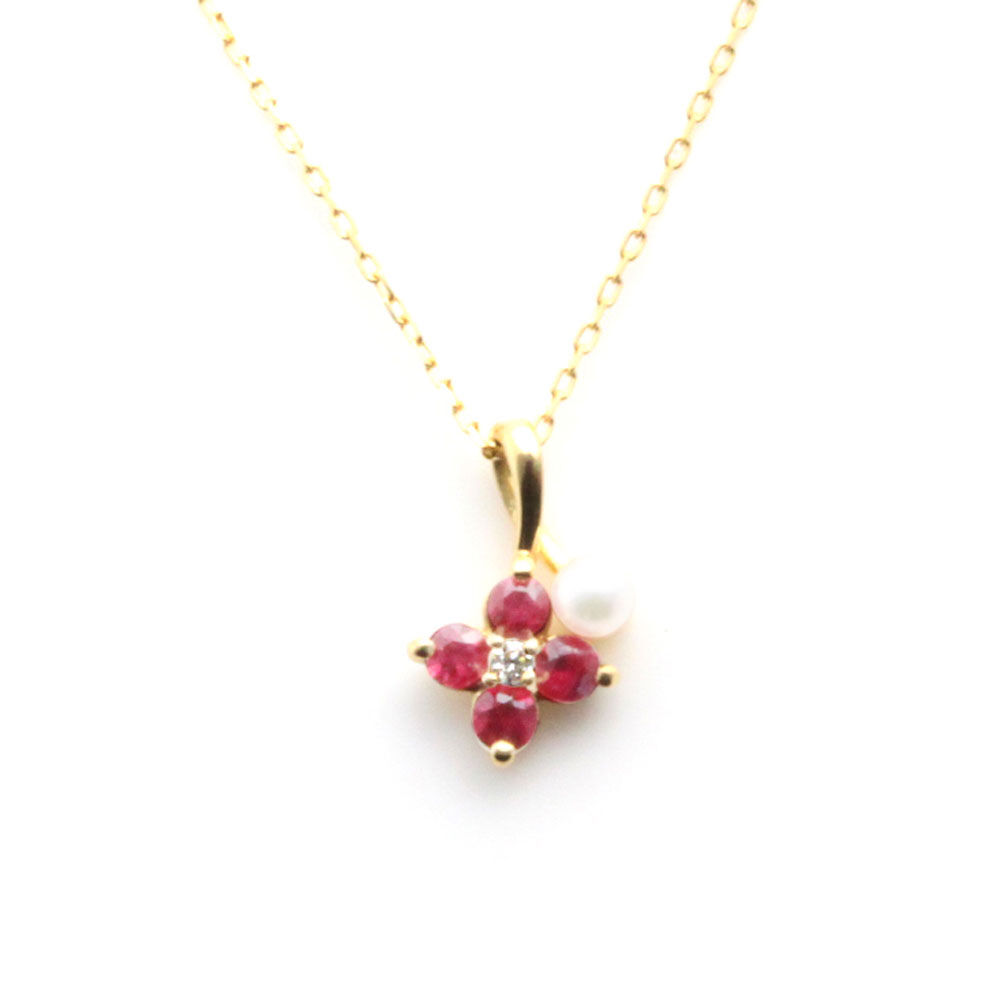 ルビー&ベビーパールネックレス k18 | Littluz online store