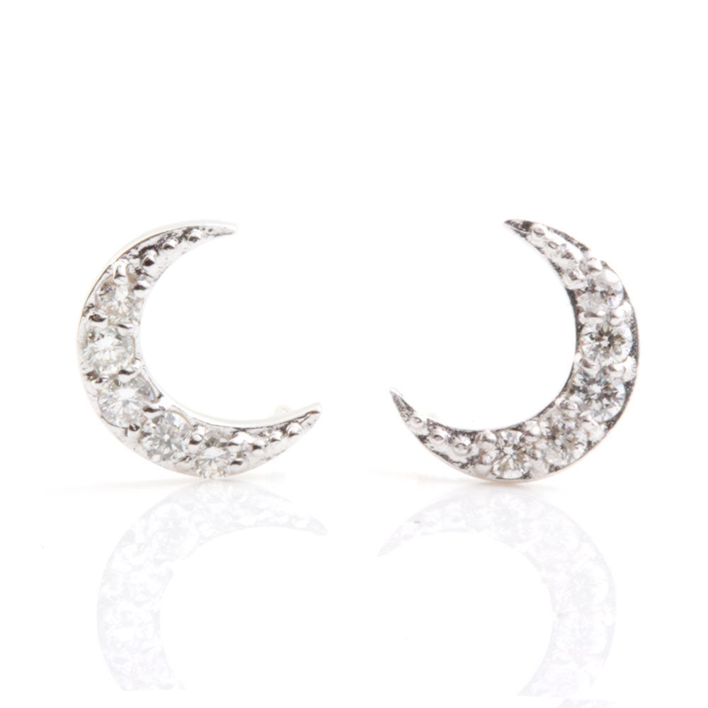 月ダイヤモンド ピアス k18WG | Littluz online store